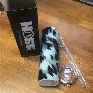 Black and White Tumbler with Straw